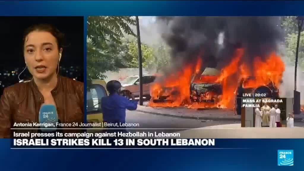 Israeli airstrikes kill 13 in south Lebanon, Lebanese sources say