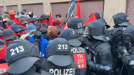 German police pepper-spray protesters amid opposition party convention (VIDEO)